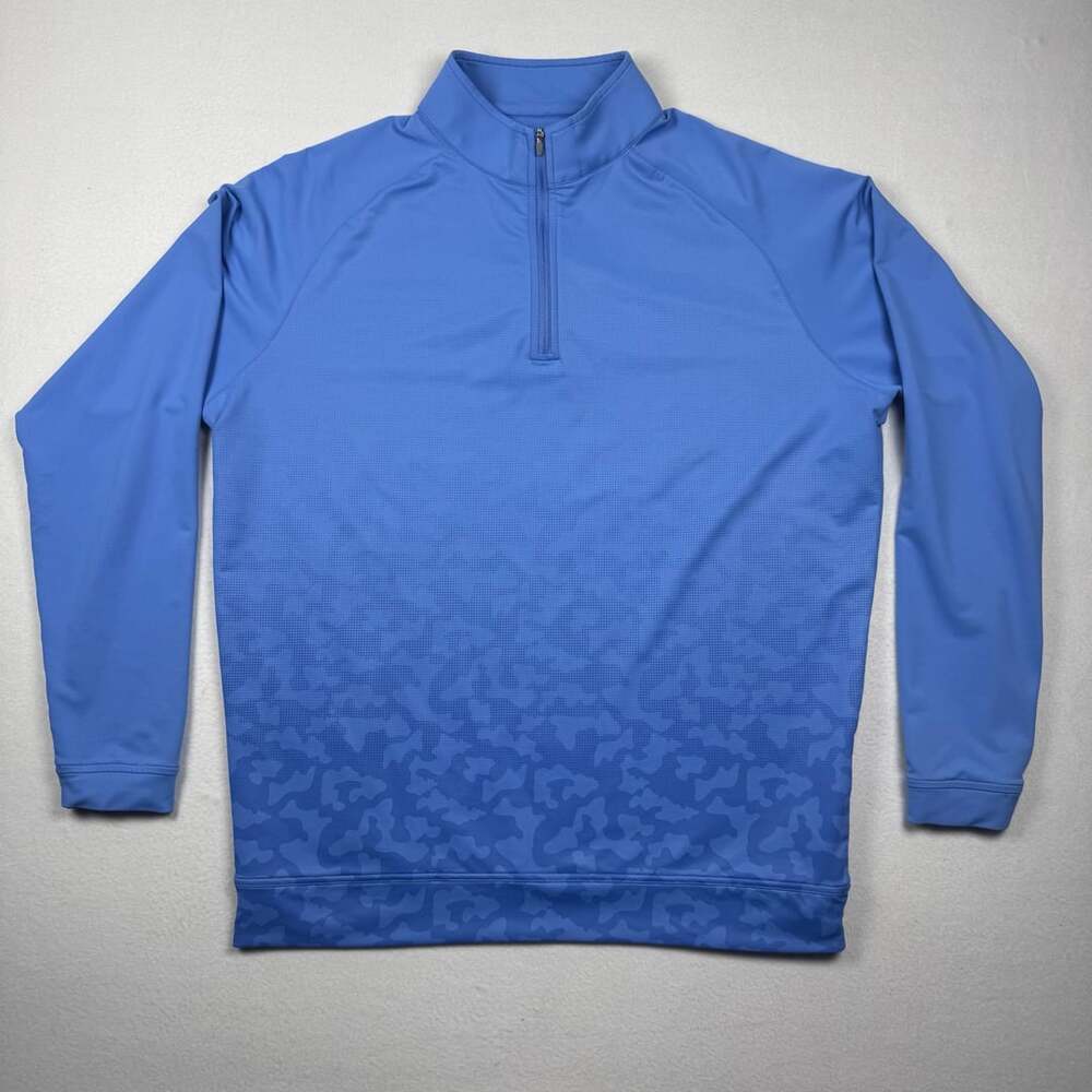 Peter Millar Perth Dip Dye Camo Pullover Size L Blue Performance Golf